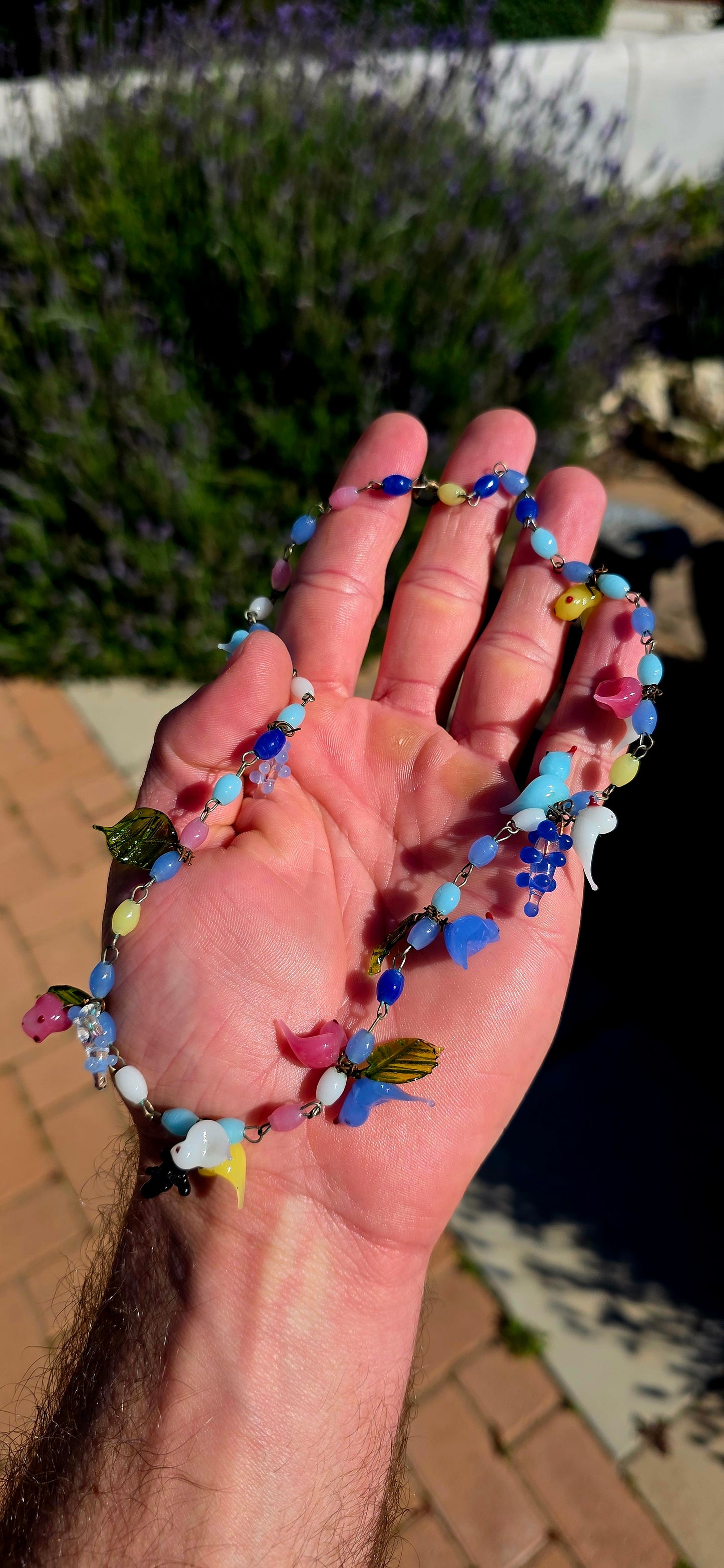A truly enchanting and increasingly scarce treasure... this rare 1930s Art Deco Murano glass necklace is a delightful celebration of Venetian artistry and colour.