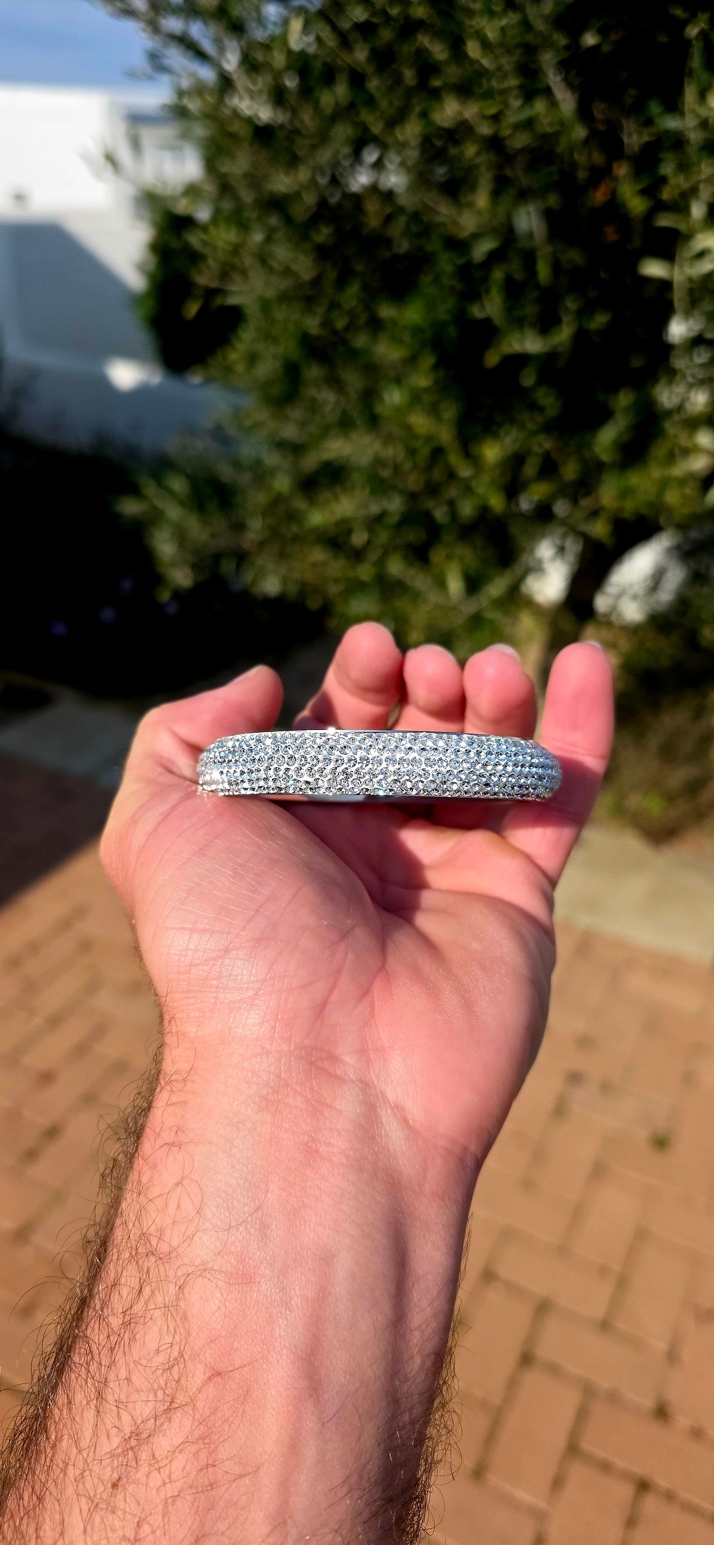 WOW... now this is how you make a statement!  Dazzling from every angle, this fabulous chunky costume bangle is a celebration of sparkle, combining sleek contemporary styling with extraordinary brilliance.