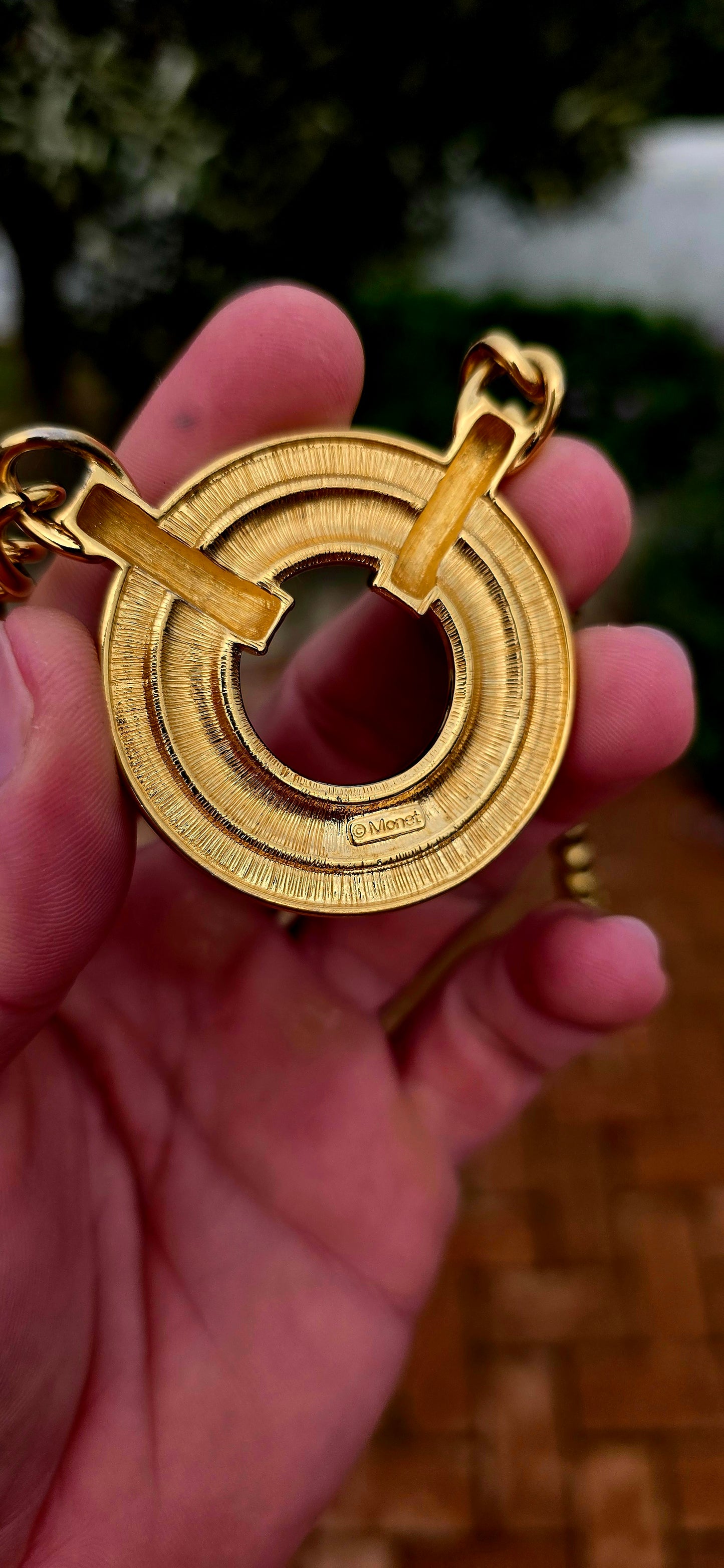 This striking vintage Monet designer necklace is a wonderful example of the bold, architectural jewellery that defined 1980s fashion.