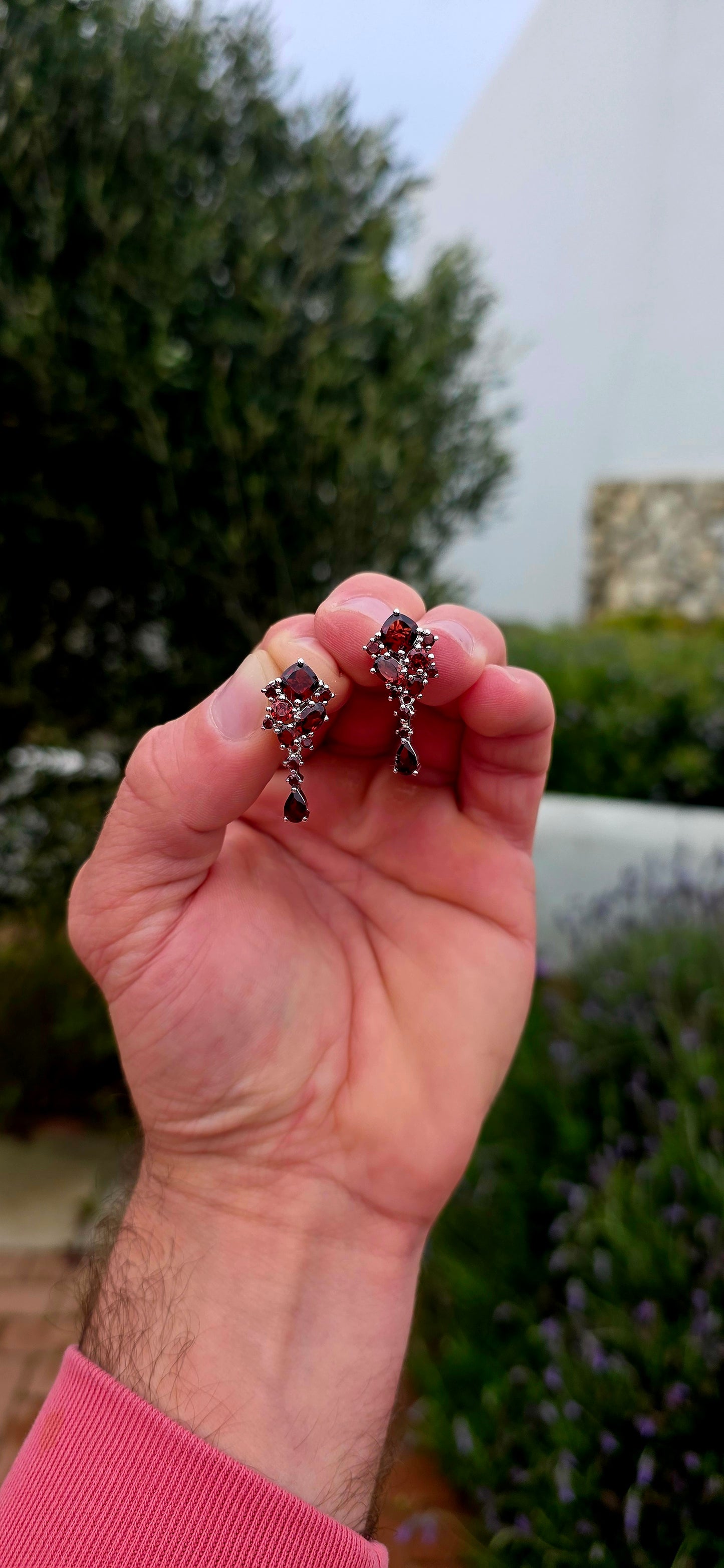 Rich, romantic and wonderfully dramatic... these beautiful sterling silver garnet drop earrings are absolutely drenched in those deep wine-red tones that make garnets so irresistible.