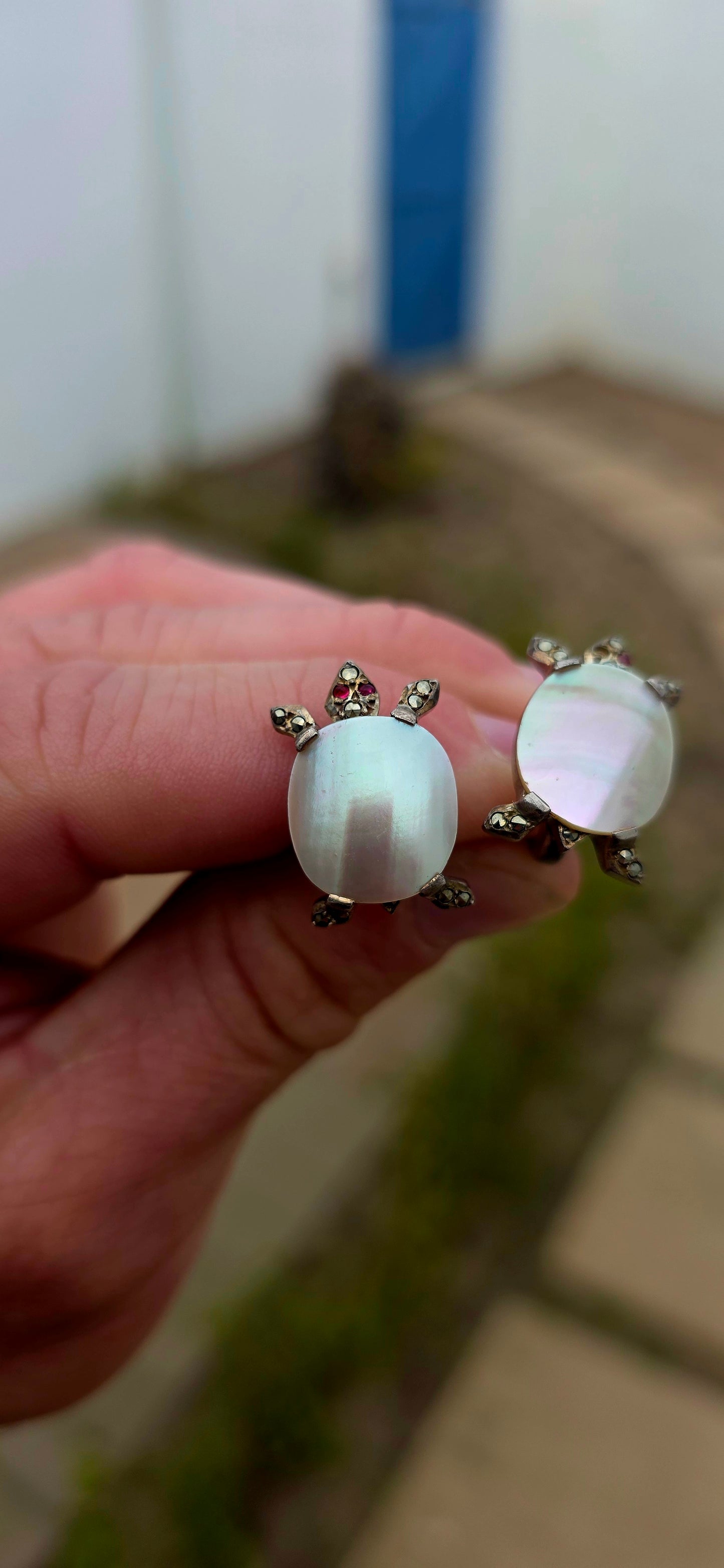 Oh these are FABULOUS!! A wonderfully unusual pair of French Art Deco-era novelty clip-on earrings, dating to circa 1920s and attributed to French designer Maurice Lespous.