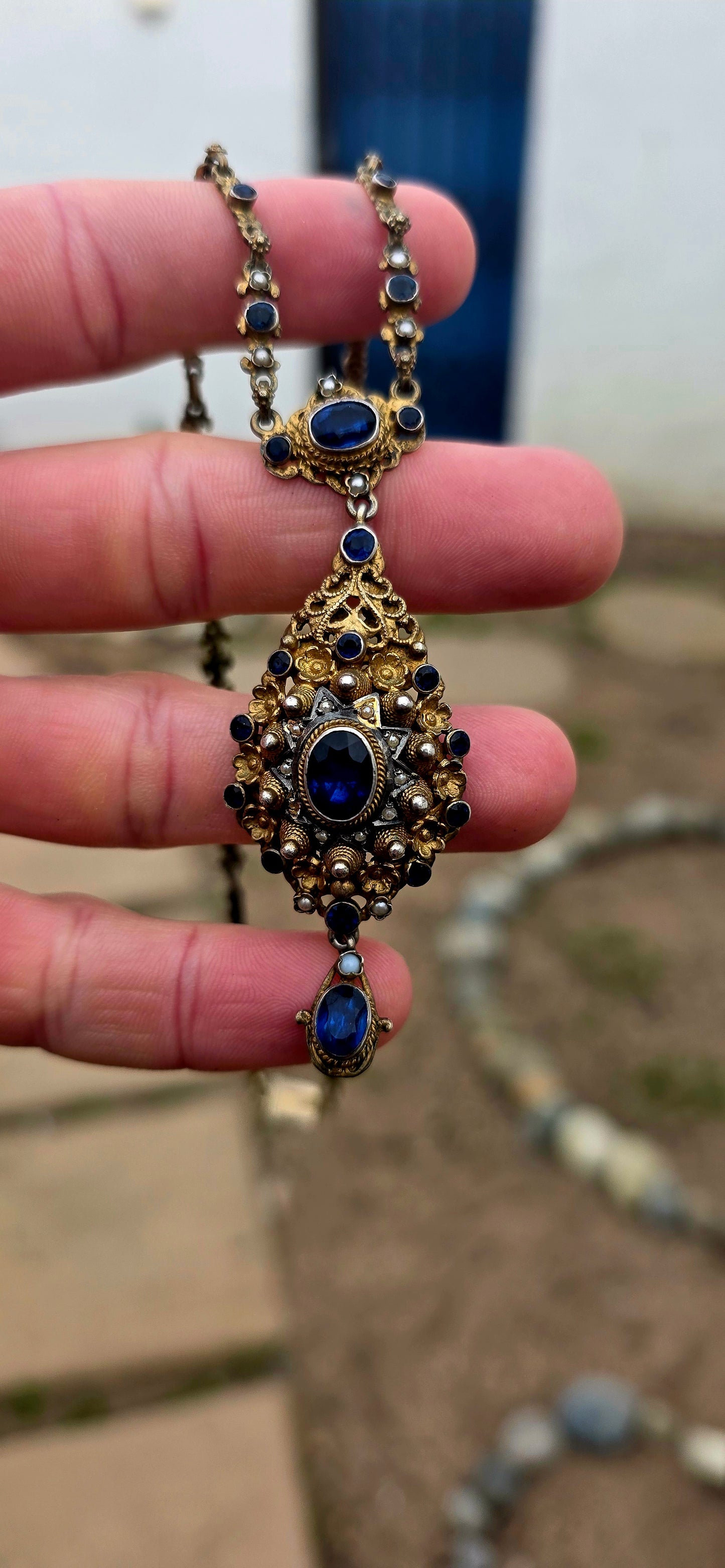 ULTRA RARE FIND!!Dating to approximately the 1870s, this spectacular Austro-Hungarian 835 silver-gilt pendant necklace is an extraordinary survivor from the height of the Victorian Historicist / Renaissance Revival movement.