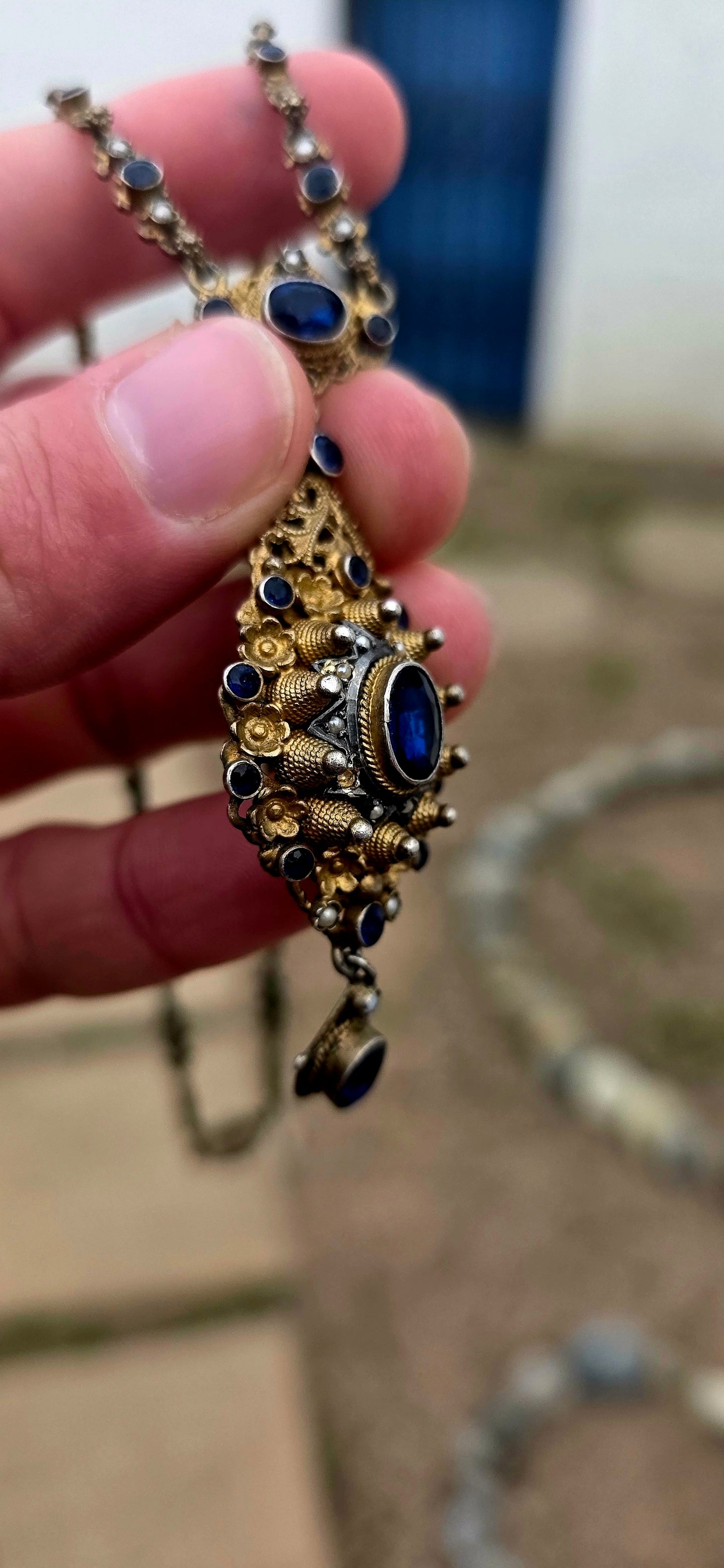 ULTRA RARE FIND!!Dating to approximately the 1870s, this spectacular Austro-Hungarian 835 silver-gilt pendant necklace is an extraordinary survivor from the height of the Victorian Historicist / Renaissance Revival movement.
