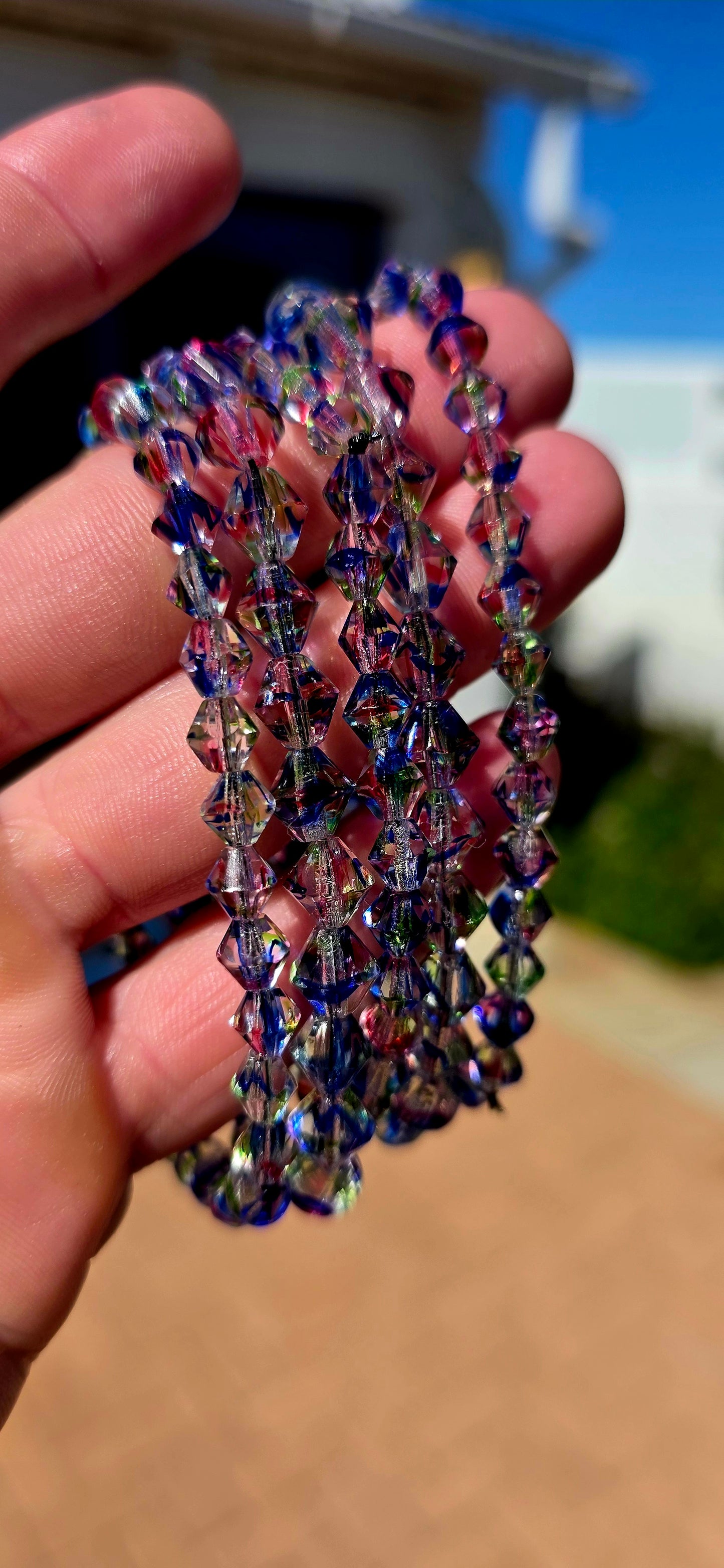 Oh these are SPECIAL!!! A fabulous opportunity to own genuine unused old-stock Czech glass beads dating to the Art Deco era of the 1920s — now given a new life as the most glorious sparkling bracelet stacks.