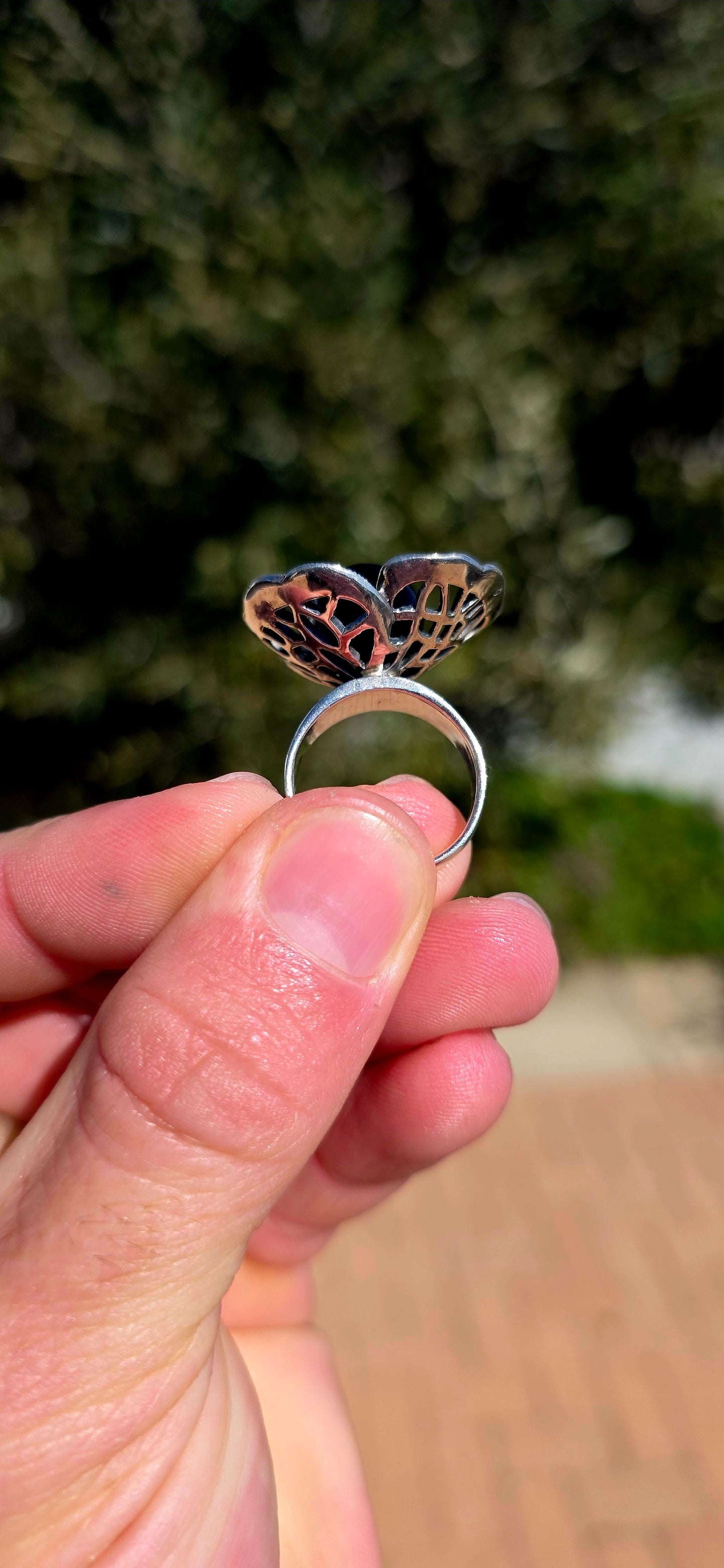 Chunky, dramatic and MARVELLOUS!! This fabulous sterling silver statement ring is crafted in a striking Art Deco Revival style, with a wonderfully bold, architectural presence on the hand.