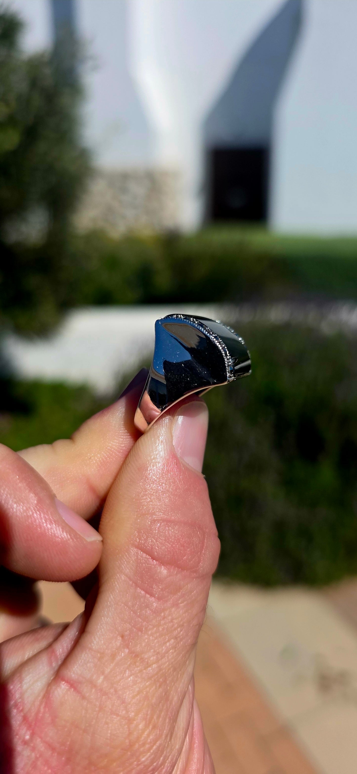 Bold, sleek and wonderfully dramatic! This chunky Art Deco Revival cocktail ring is crafted in solid sterling silver with a strong architectural silhouette inspired by the glamorous jewellery of the 1920s and 1930s.