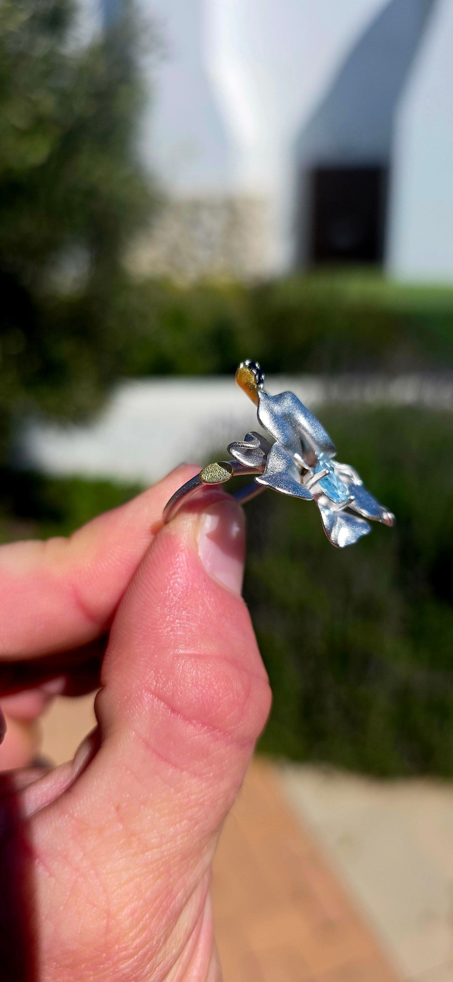 A ring fit for a Forest Queen!  This extraordinary artisan-made statement ring is crafted in sterling silver, sculpted into a wonderfully organic wildflower that appears almost as though it has just unfurled across the finger.
