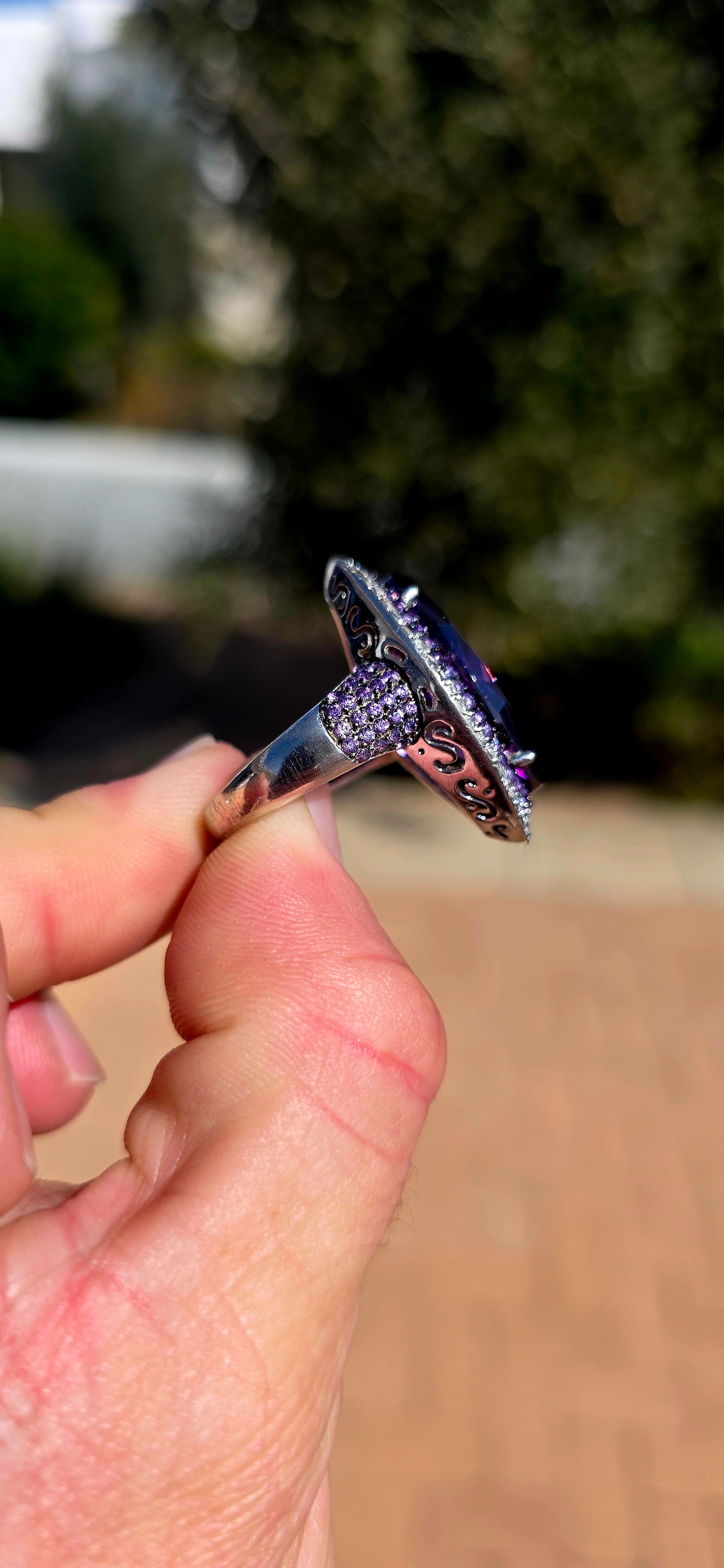 Now THIS is a statement ring!  Bold, glamorous and gloriously over-the-top, this extremely chunky cocktail ring is crafted in solid sterling silver and absolutely loaded with sparkle.