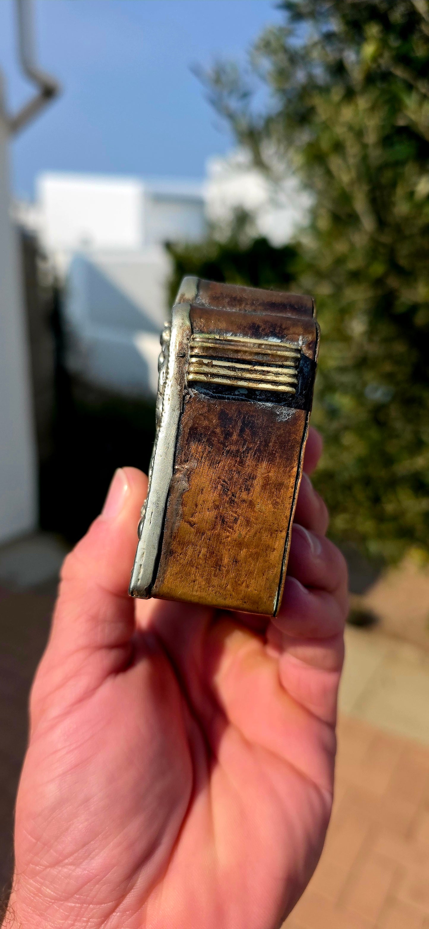 Now THIS is a special find! Dating to approximately the late 19th / early 20th century, c.1880–1910, this wonderful antique Tibetan Ga’u (Gau) portable prayer box / reliquary shrine is beautifully handcrafted from silver and copper.