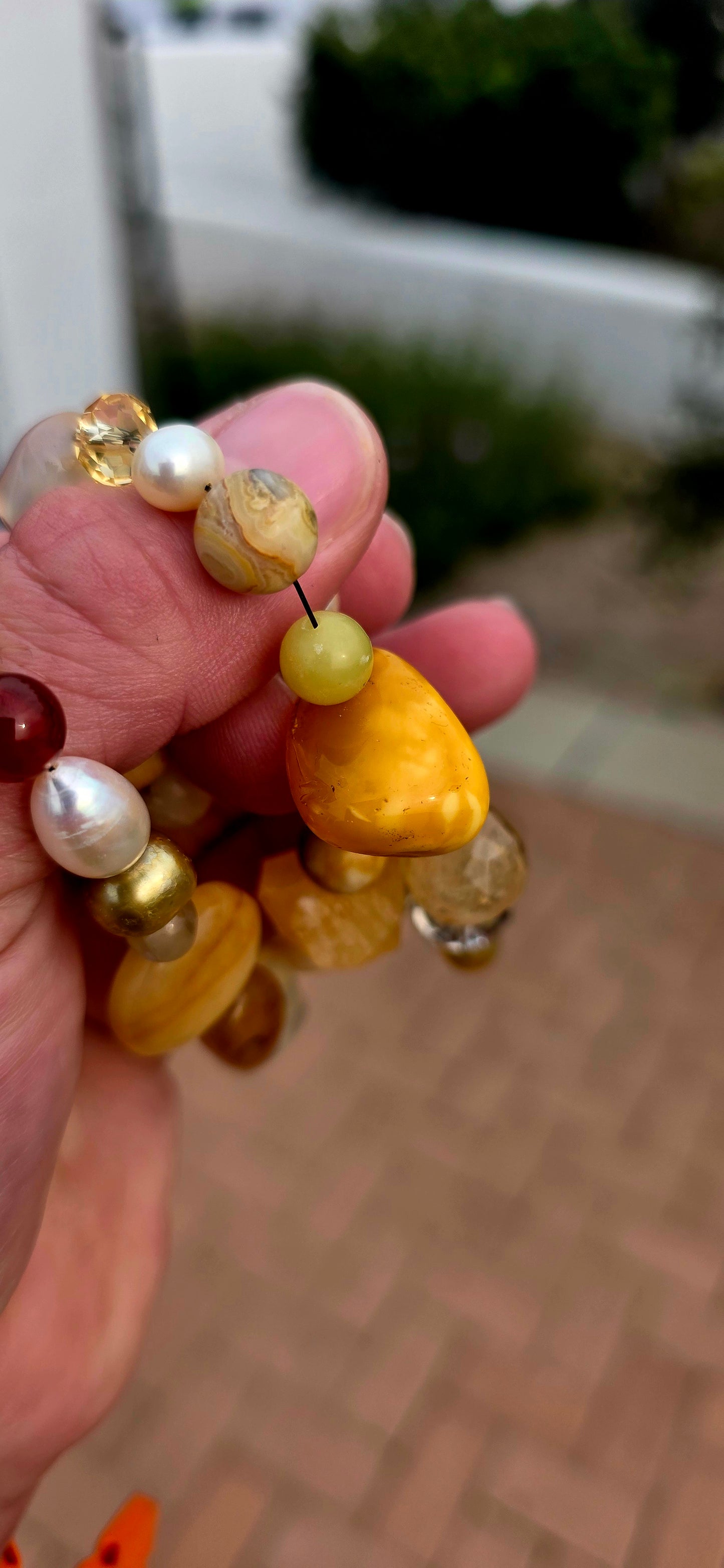 All the glorious colours of autumn wrapped around your wrist!  A fabulous collection of three chunky gemstone stretch bracelets, individually strung with an eclectic mix of natural gemstones in warm honey, caramel, cognac, golden yellow and earthy brown.