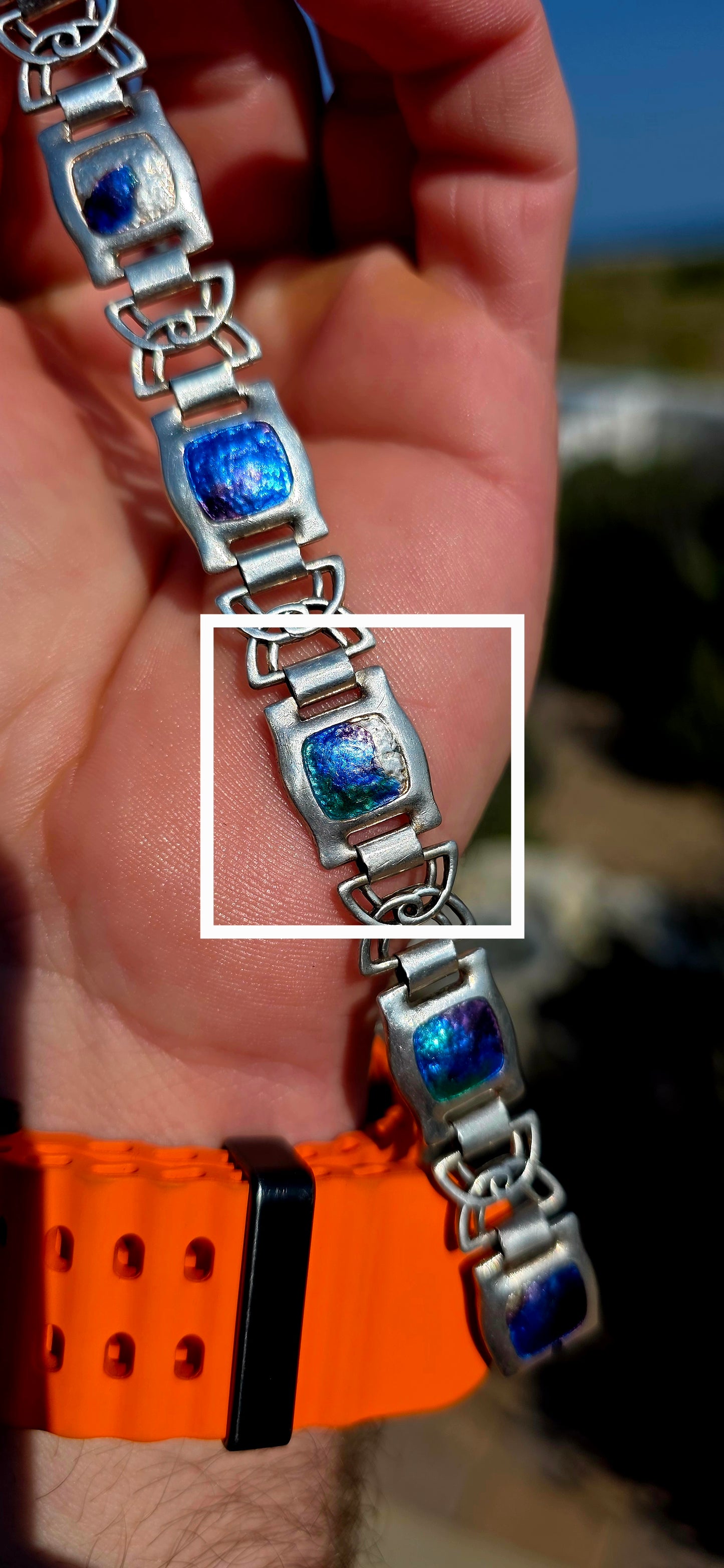 Crafted by celebrated British jeweller Charles Horner, this beautiful hallmarked sterling silver panel bracelet is a wonderful example of early 20th-century British Art Nouveau jewellery.