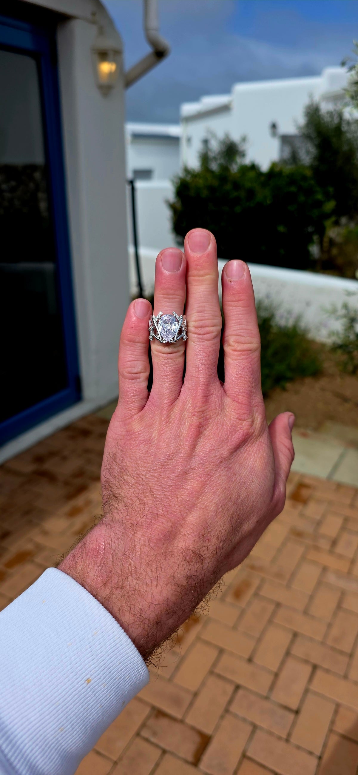 Now THIS is a ring that absolutely refuses to be subtle! A fabulous chunky modernist sterling silver dress ring, built around one seriously impressive statement stone.