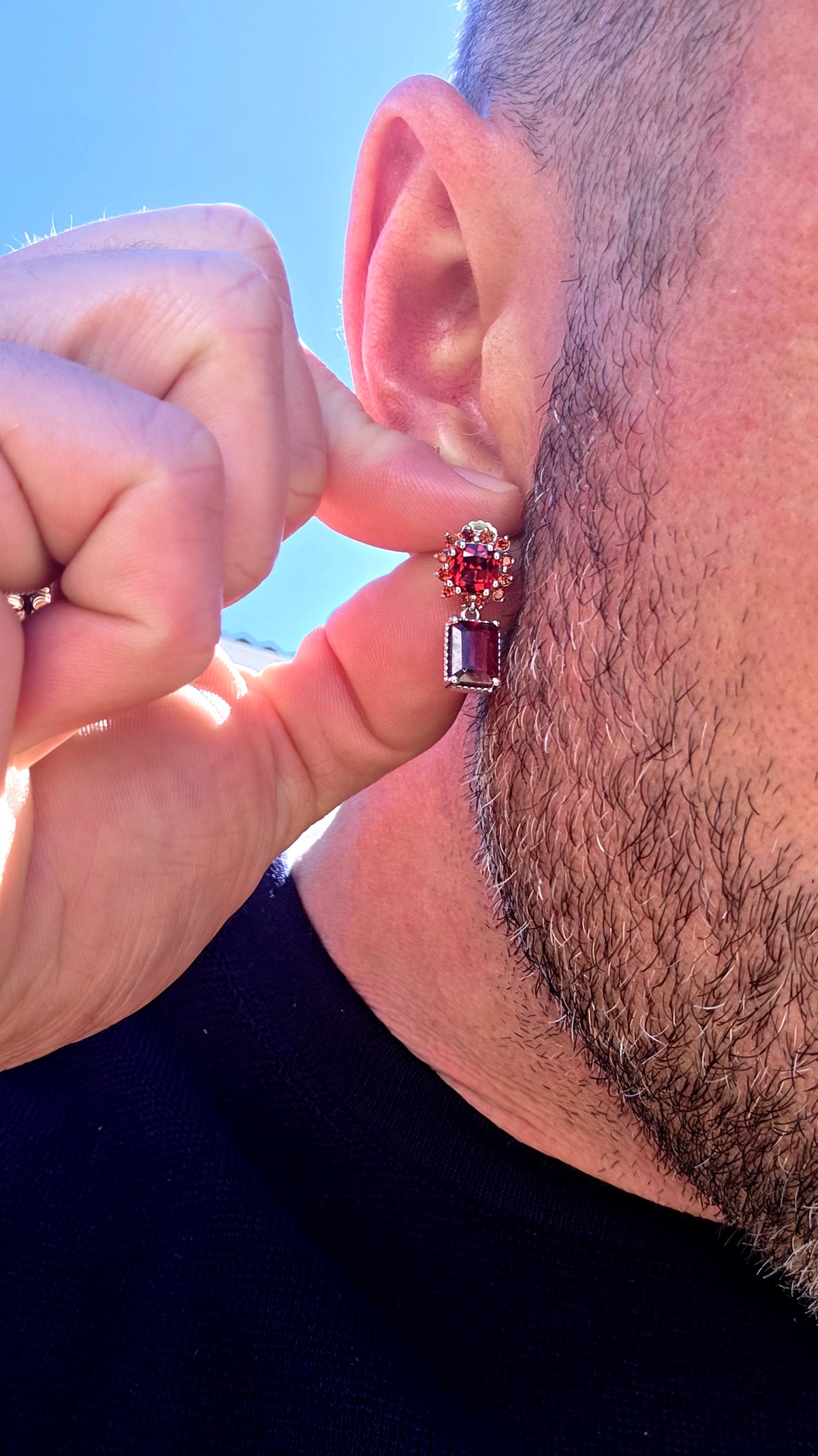Oh these are GORGEOUS! Rich, dramatic and beautifully feminine — a fabulous pair of solid sterling silver drop earrings absolutely dripping in deep wine-red garnets.