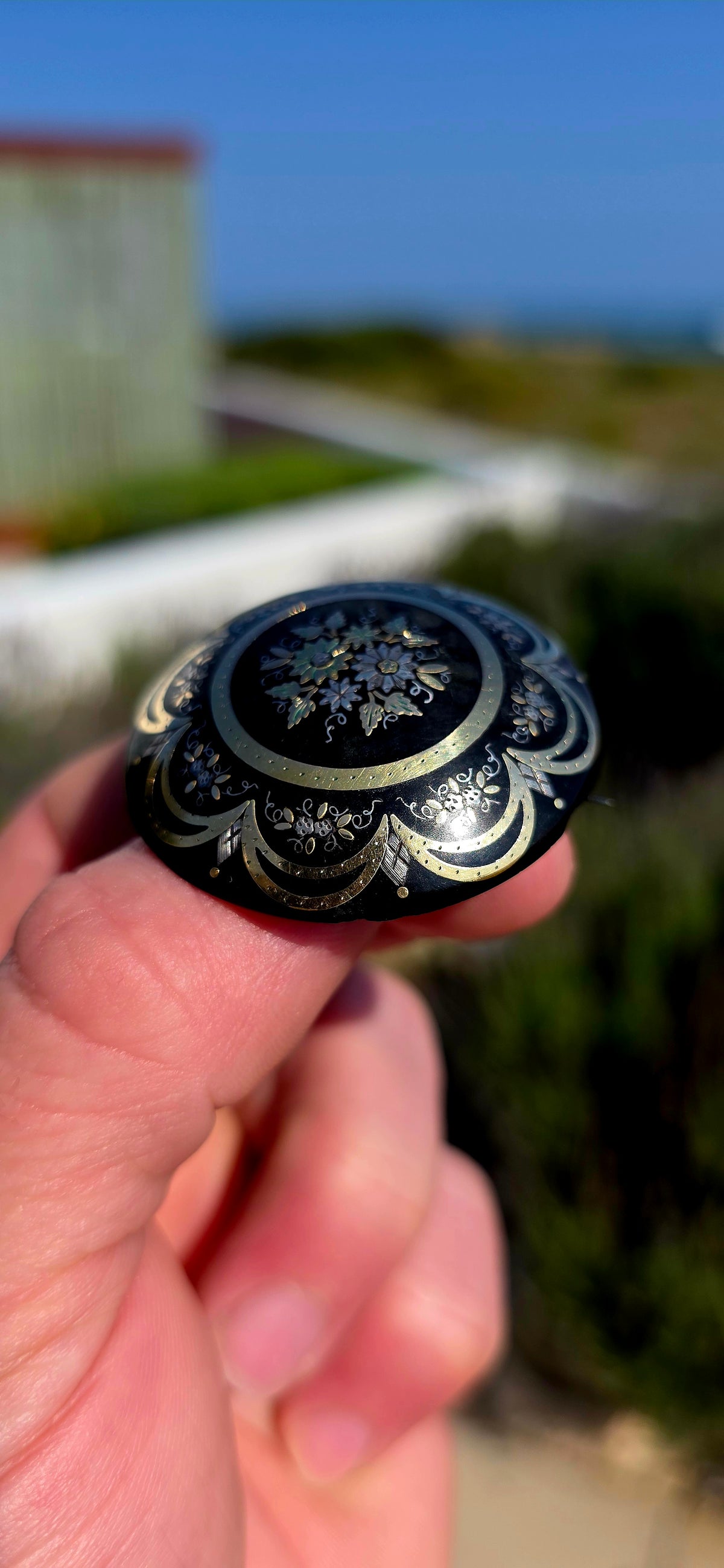 Dating to around the 1870s, this fabulous Victorian brooch is a beautiful example of traditional piqué work .