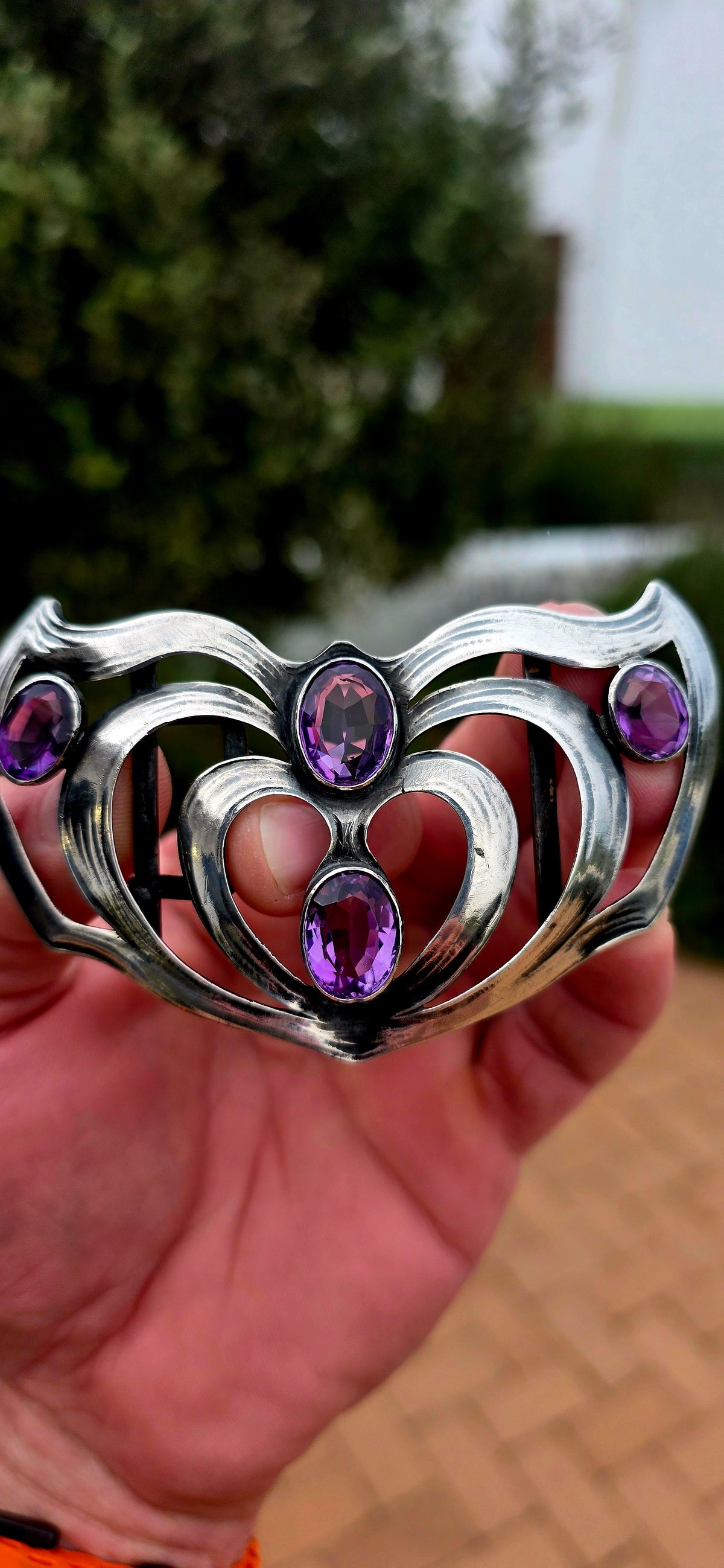 This fabulous antique German Art Nouveau belt buckle is an absolute statement piece — large, sculptural and wonderfully dramatic!