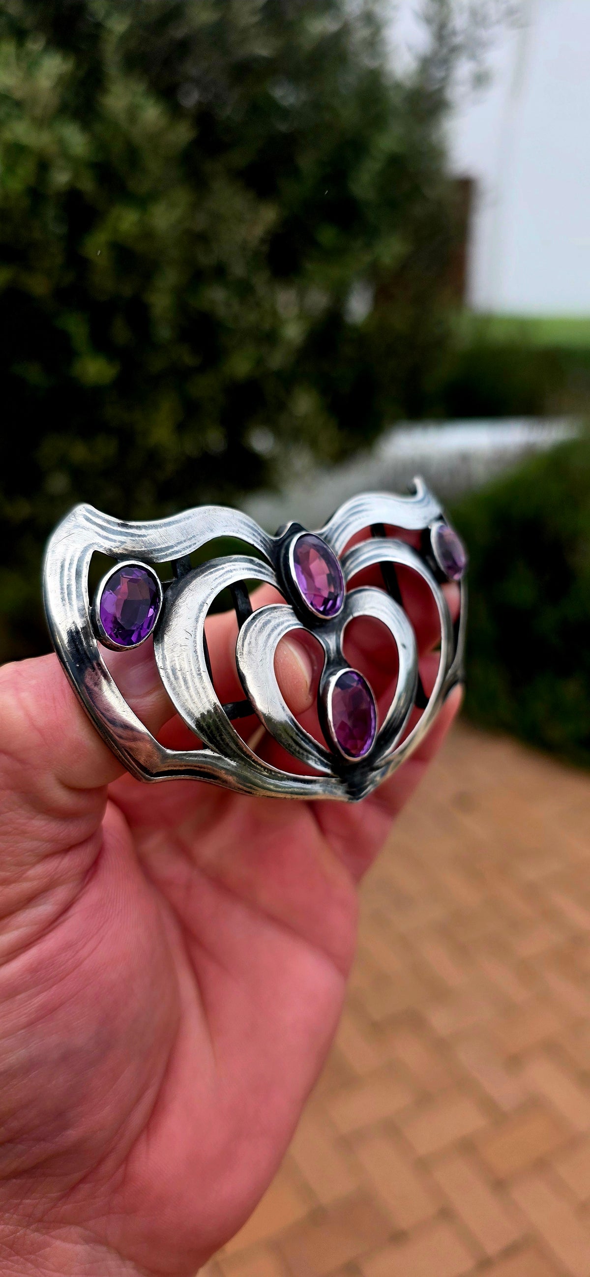 This fabulous antique German Art Nouveau belt buckle is an absolute statement piece — large, sculptural and wonderfully dramatic!