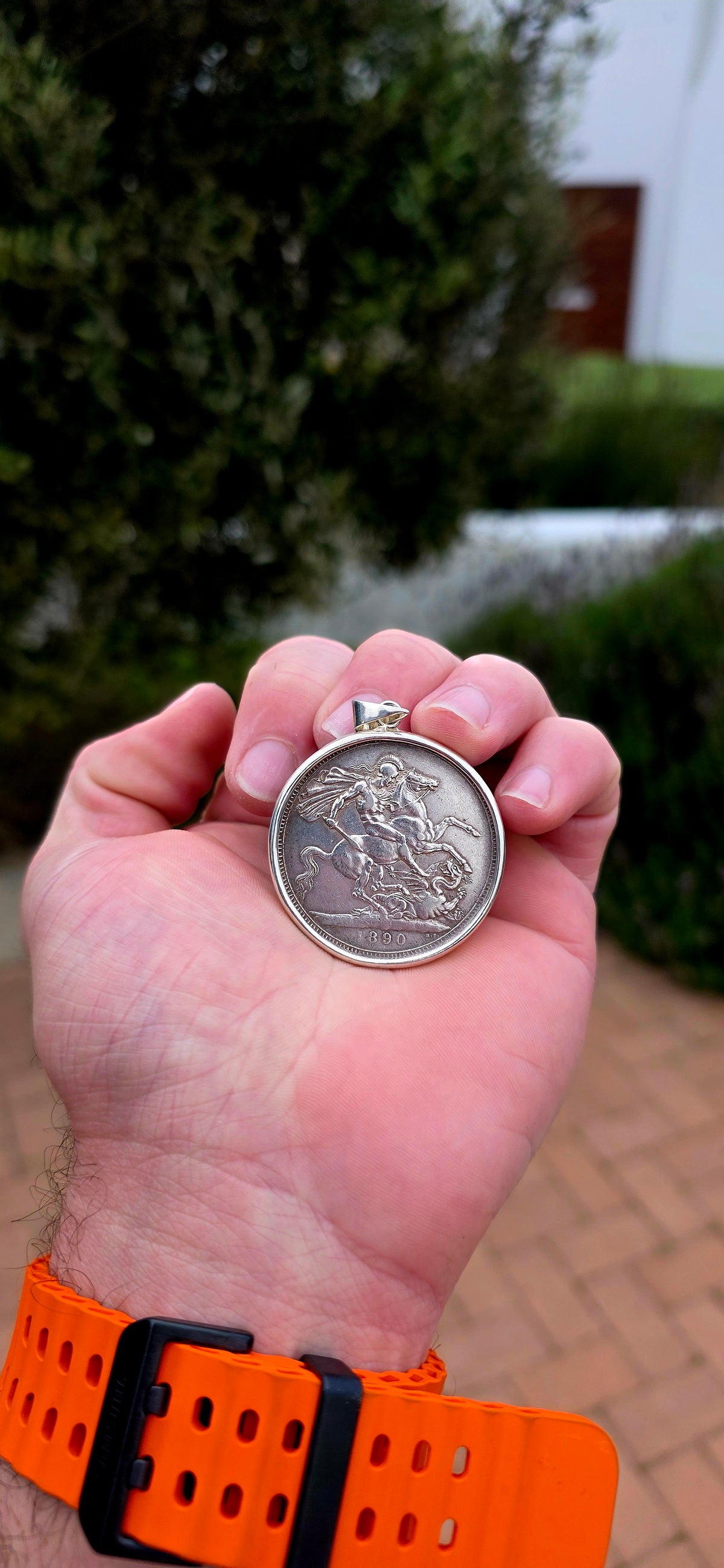 A magnificent and highly collectible Victorian Crown coin dating to 1890, struck during the reign of Queen Victoria and beautifully converted into a large statement pendant.