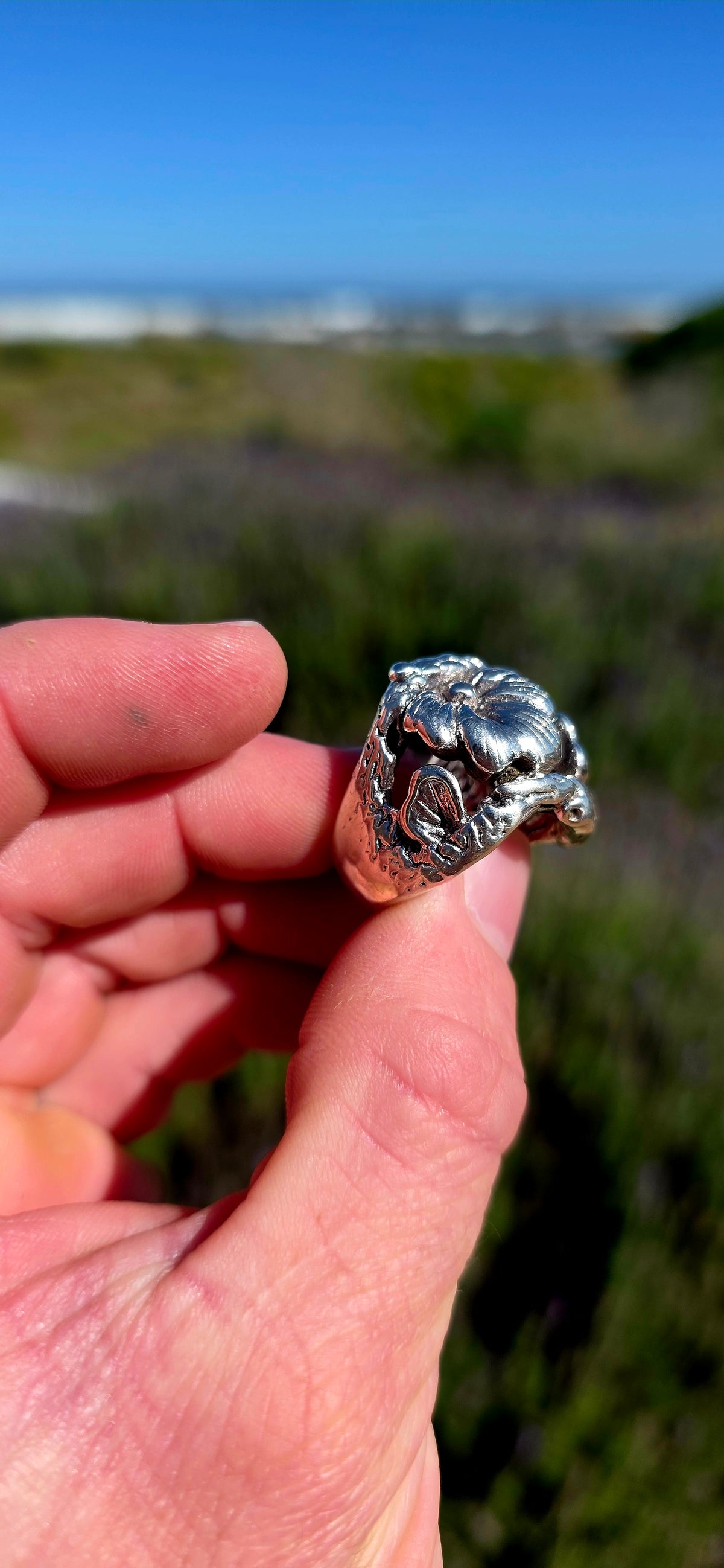 A seriously chunky sterling silver statement ring that looks like a piece of an enchanted woodland wrapped around your finger!