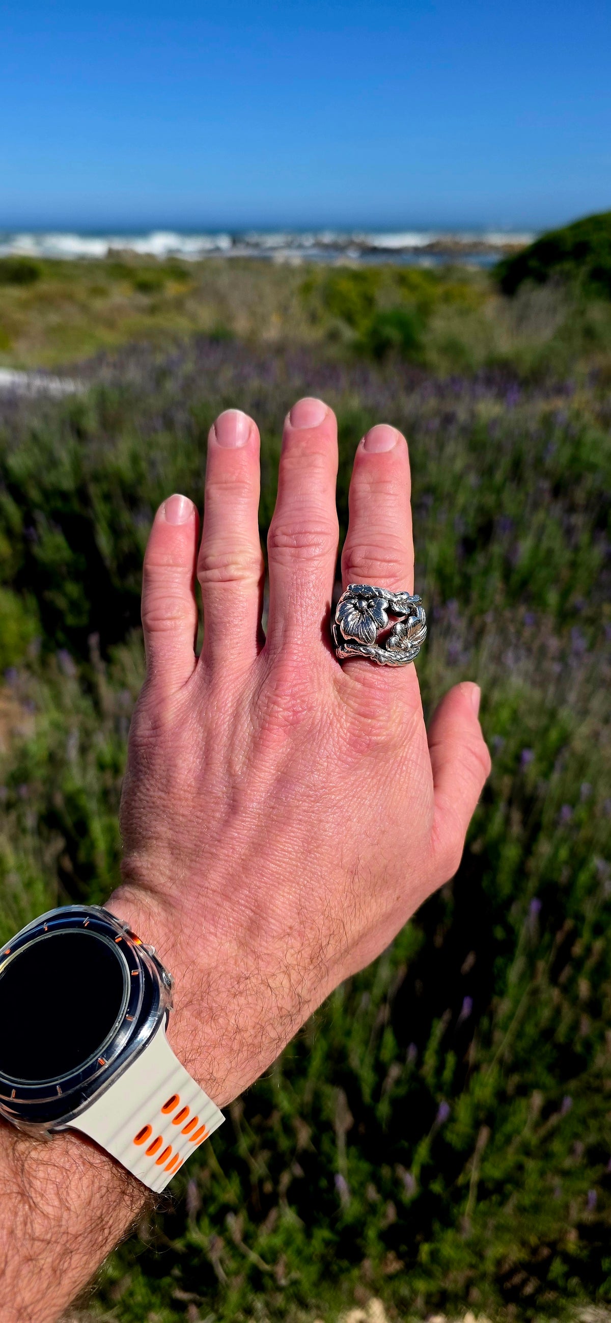 A seriously chunky sterling silver statement ring that looks like a piece of an enchanted woodland wrapped around your finger!