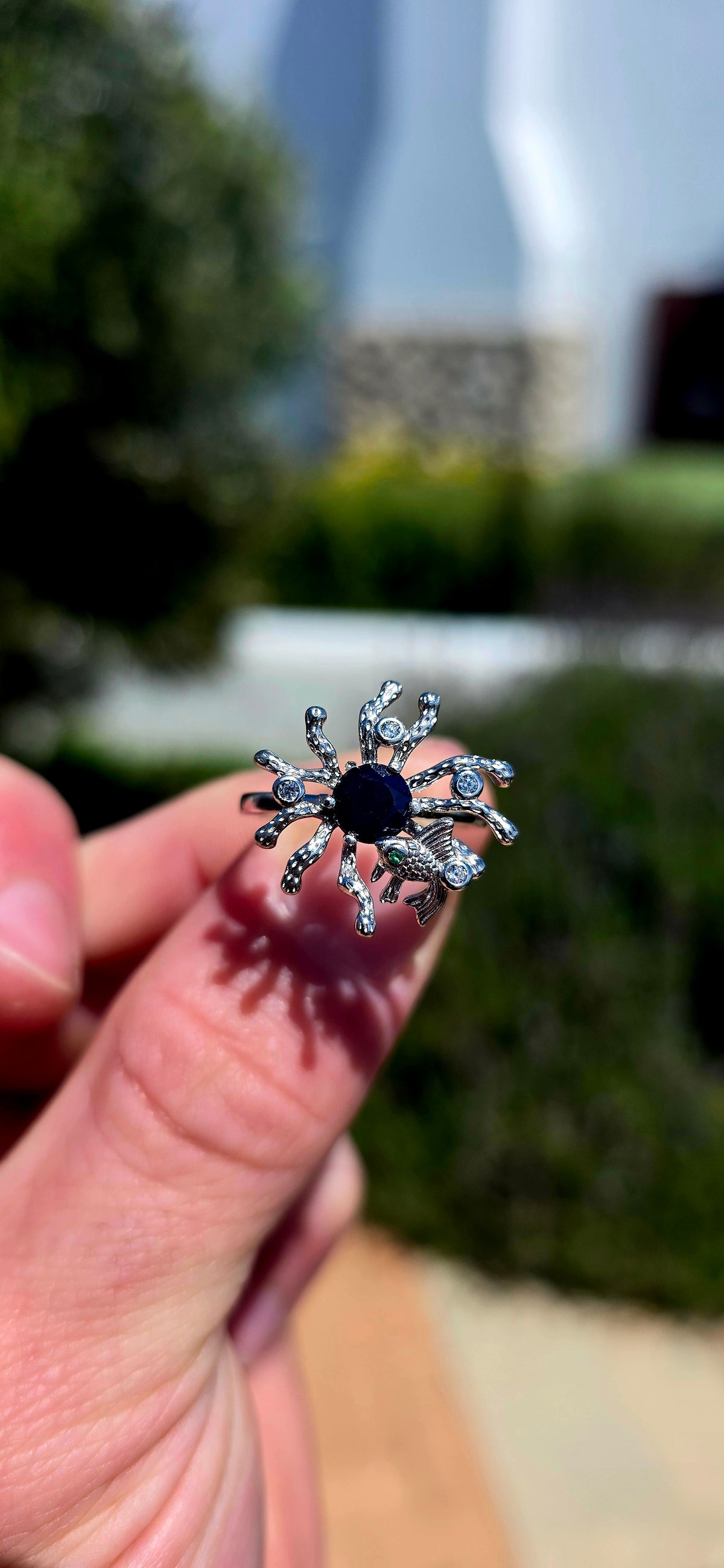 A wonderfully unusual and whimsical sterling silver statement ring, inspired by the enchanting beauty of the underwater world!