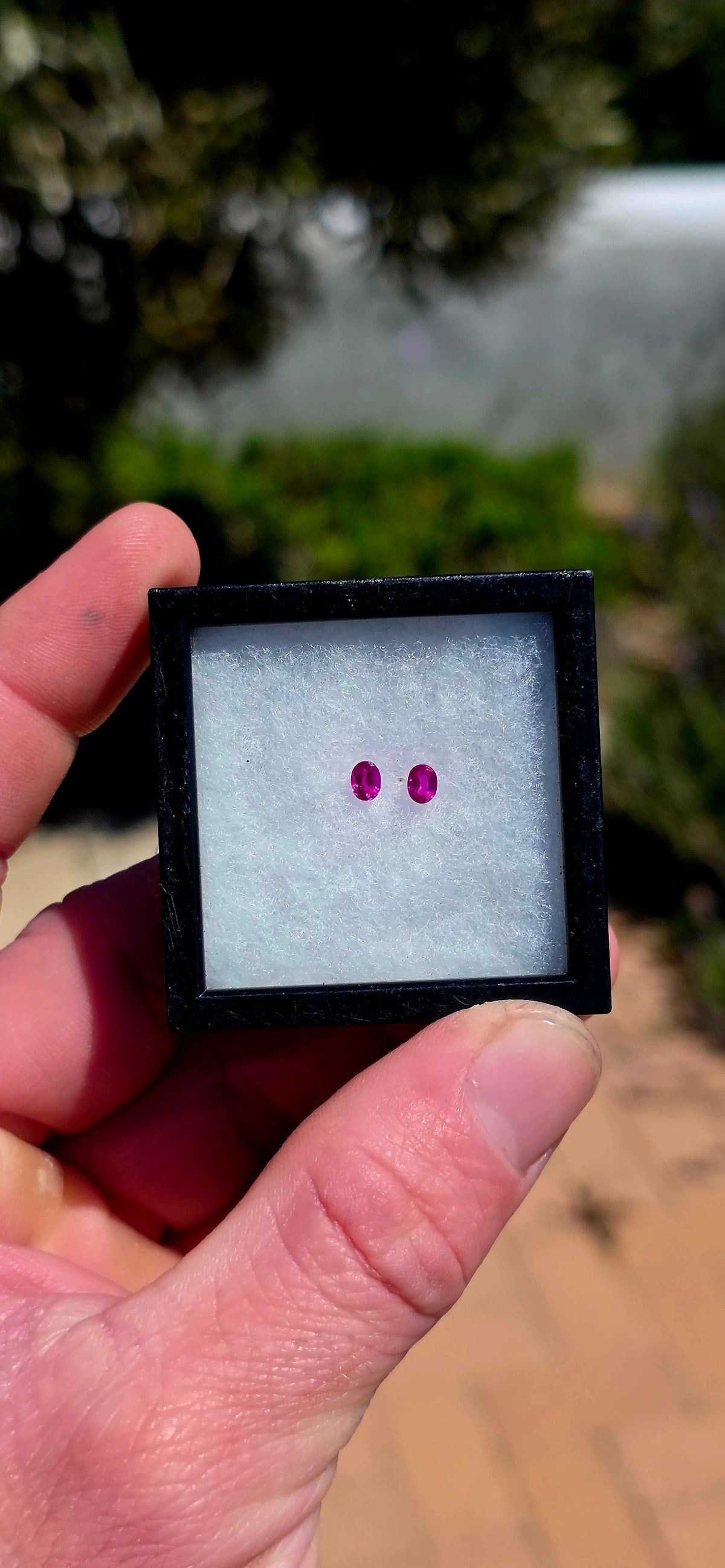 A beautiful matching pair of unset oval-cut rubellite tourmaline gemstones, displaying the most fabulous, vibrant raspberry-pink to reddish-pink colour!
