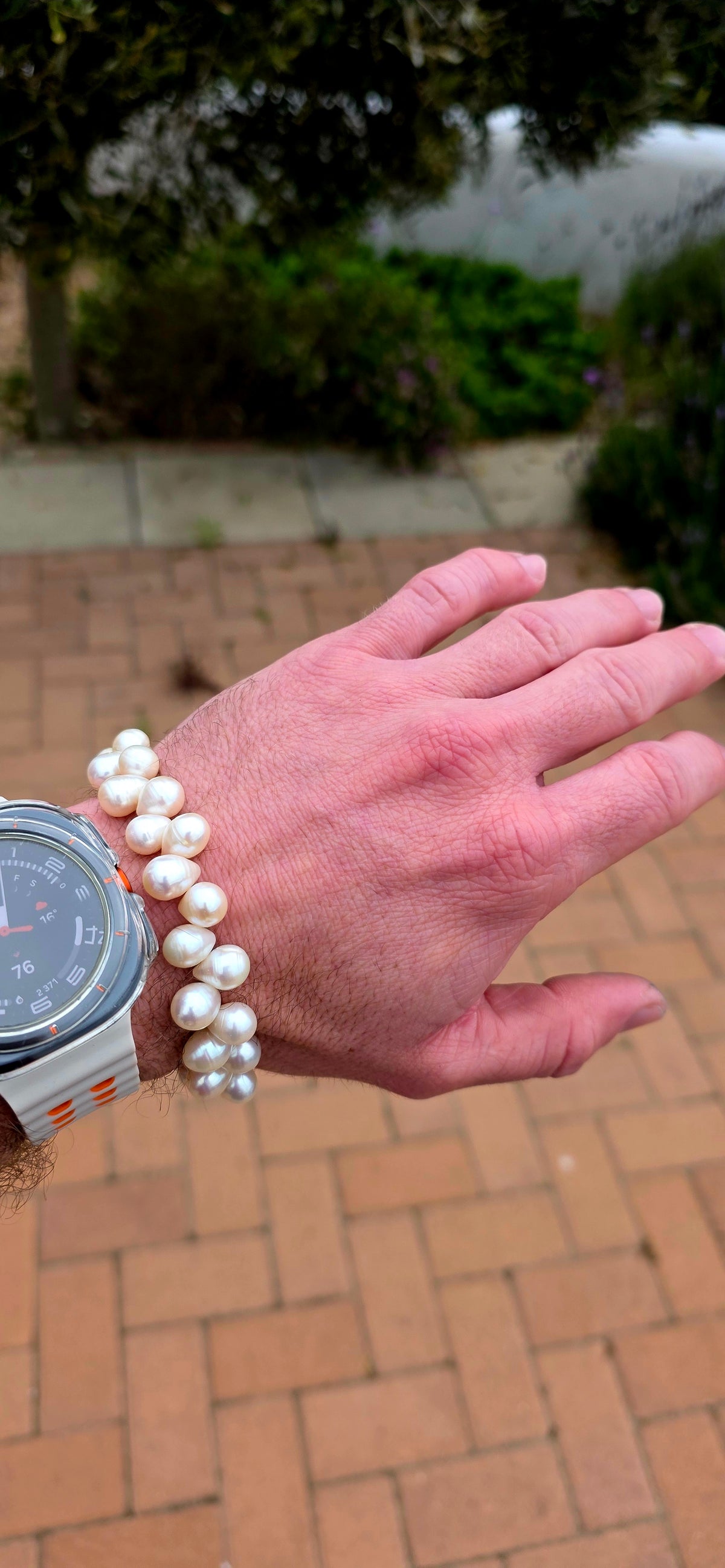 A beautifully elegant freshwater cultured pearl bracelet featuring generously sized, lustrous pear-shaped pearls, each displaying its own wonderfully organic shape and character!