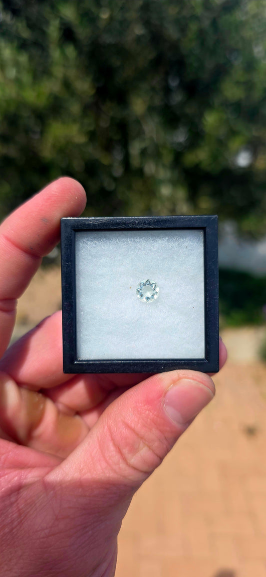 An exquisite unset, round brilliant-cut pale green tourmaline gemstone, just waiting to become part of something truly special!