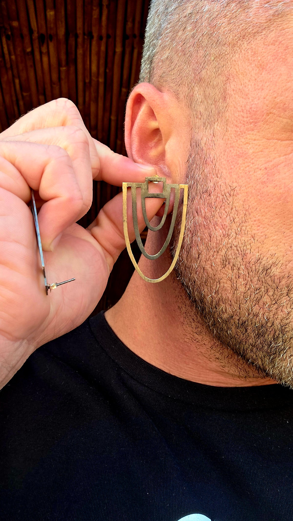 An absolutely striking pair of generously sized, artisan-crafted sterling silver statement earrings, designed in a wonderfully bold Art Deco revival style!
