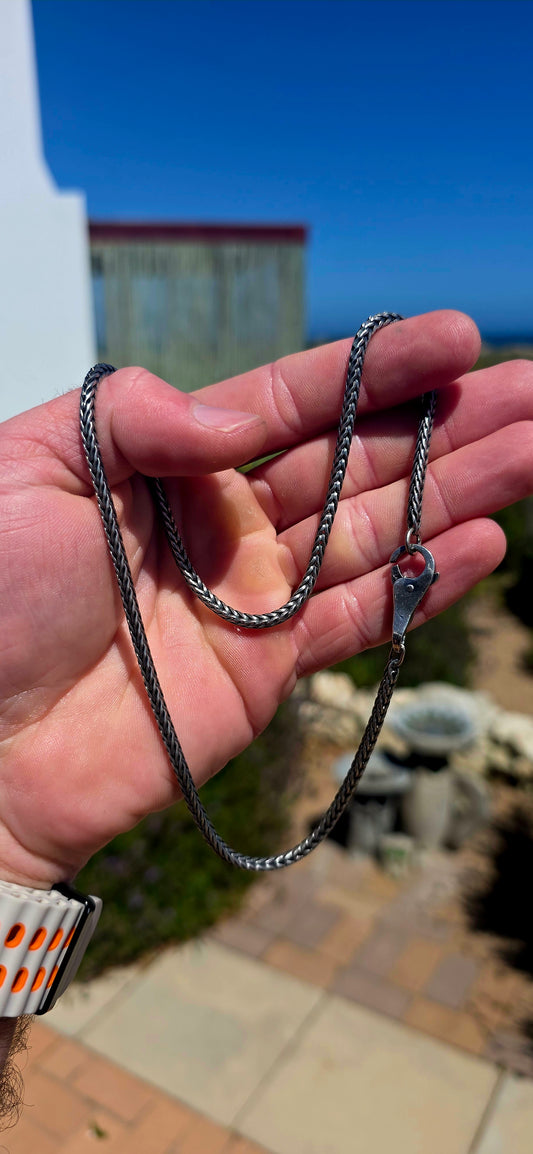 A beautifully crafted Trollbeads sterling silver foxtail chain necklace, complete with its original Trollbeads double-sided clasp!