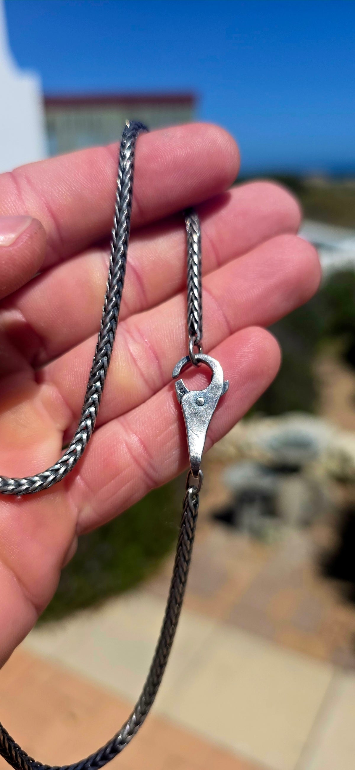 A beautifully crafted Trollbeads sterling silver foxtail chain necklace, complete with its original Trollbeads double-sided clasp!