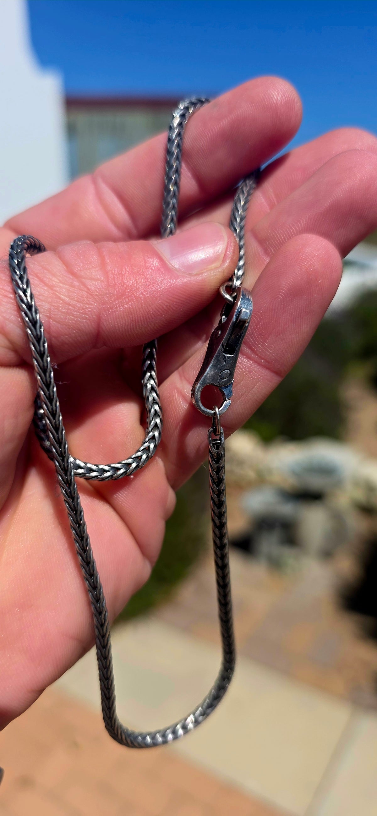 A beautifully crafted Trollbeads sterling silver foxtail chain necklace, complete with its original Trollbeads double-sided clasp!