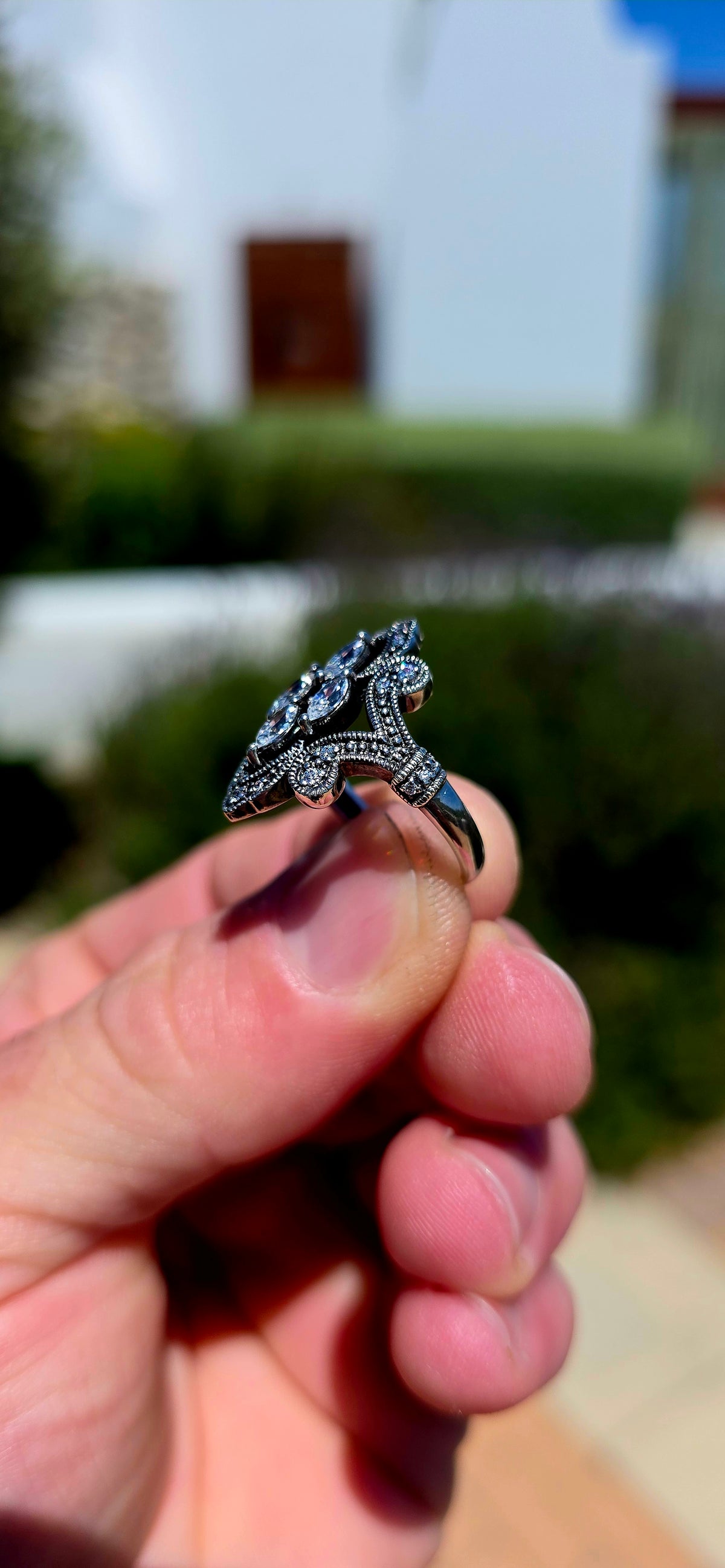 A beautifully ornate vintage-inspired sterling silver dress ring, bursting with old-world elegance and the most magnificent sparkle!