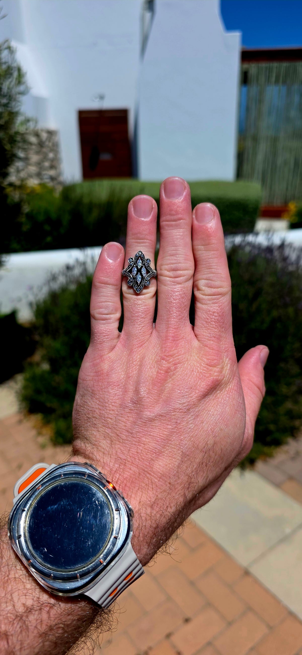 A beautifully ornate vintage-inspired sterling silver dress ring, bursting with old-world elegance and the most magnificent sparkle!
