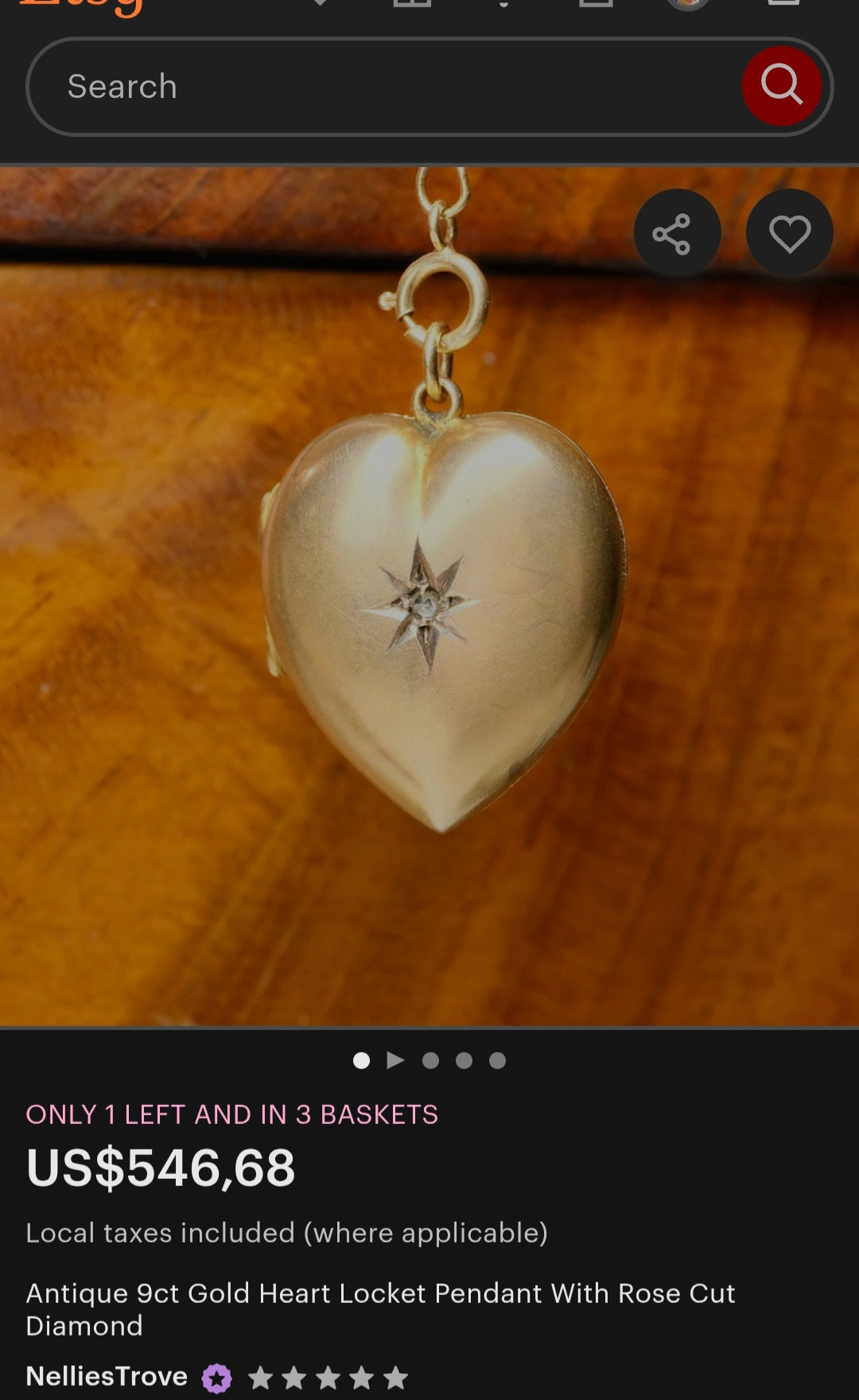 Antique Edwardian 9ct Rose Gold Puffed Heart Locket (c.1900).