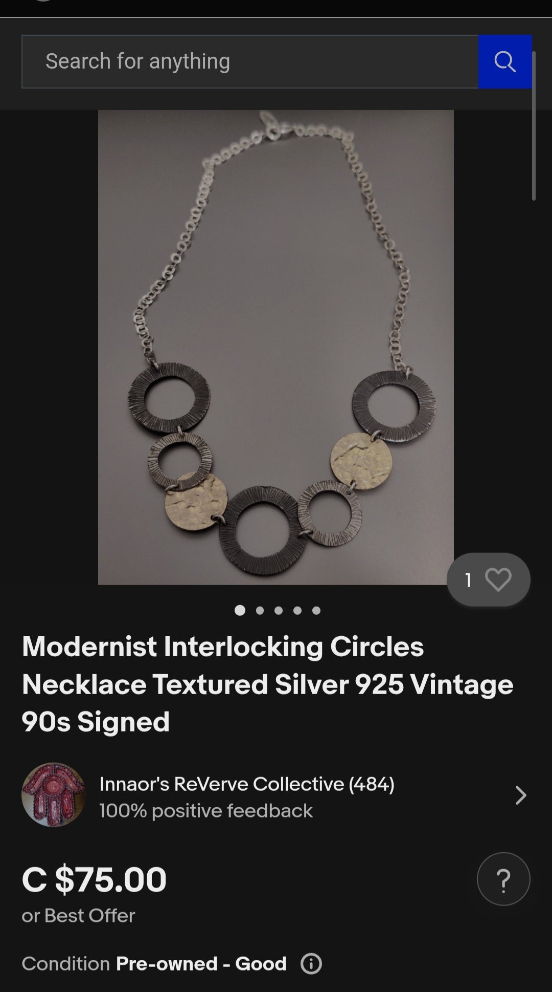 Modernist Circle Statement Necklace – Magnolia, New York (c. 1990s).