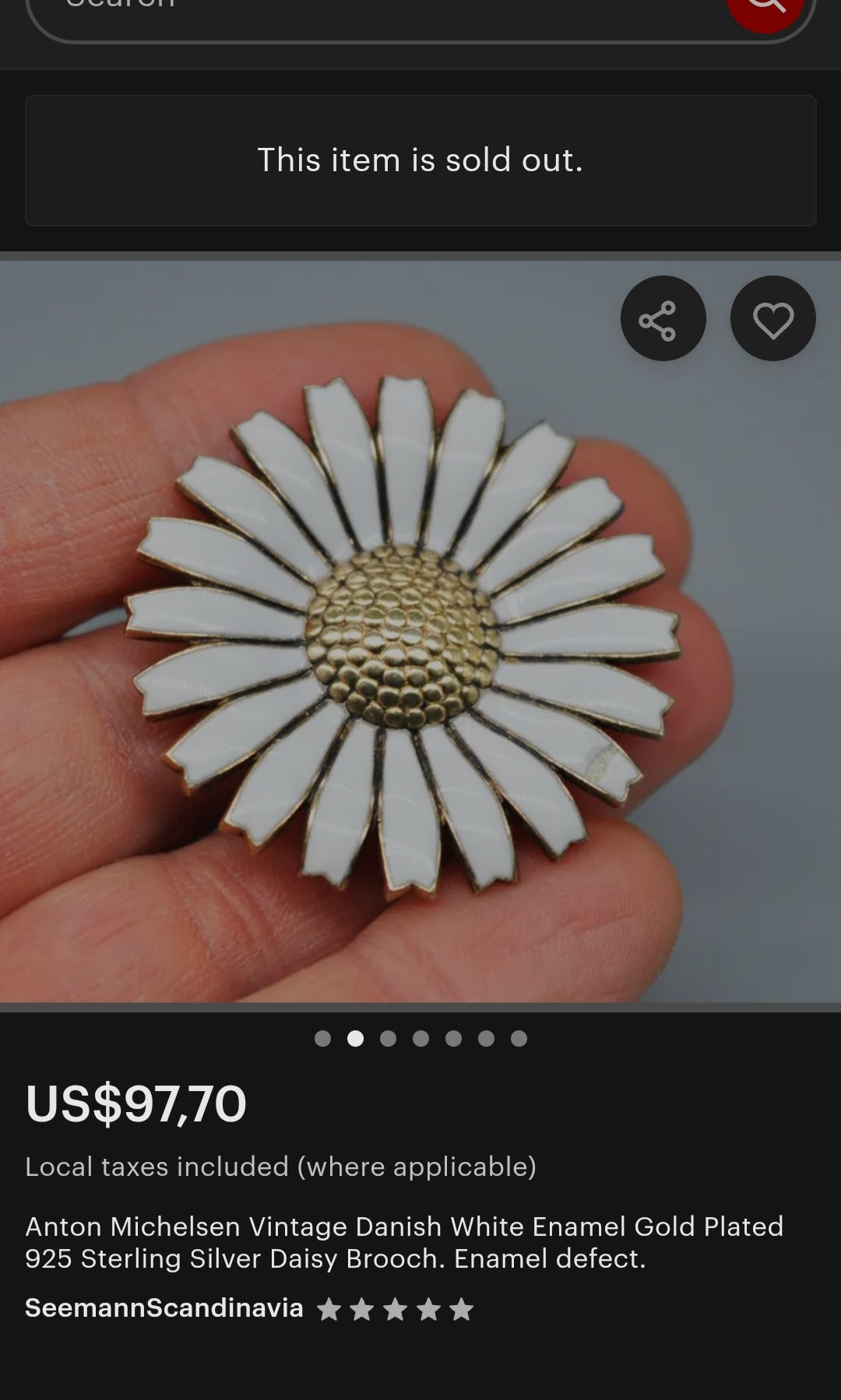 A rare beauty — this vintage Danish “Daisy” brooch is crafted in sterling silver with crisp white enamel, created by the renowned Danish jewellery house Anton Michelsen.