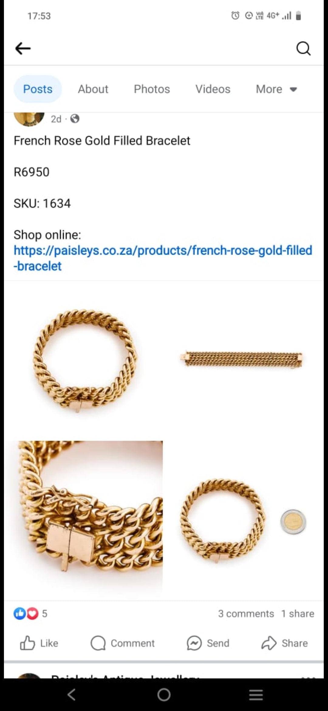 This absolutely magnificent vintage French bracelet is crafted in richly glowing yellow/rosy gold-filled metal and features an incredibly substantial three-row curb link design that drapes beautifully around the wrist.